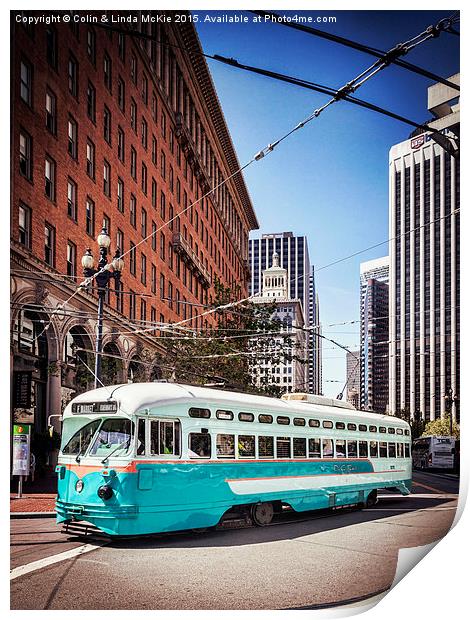 Vintage Streetcar, San Francisco 3 Print by Colin & Linda McKie