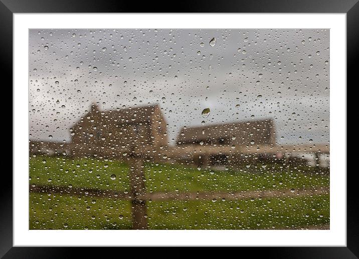 Farmhouse Through the Rain Framed Mounted Print by Jeni Harney