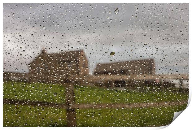 Farmhouse Through the Rain Print by Jeni Harney