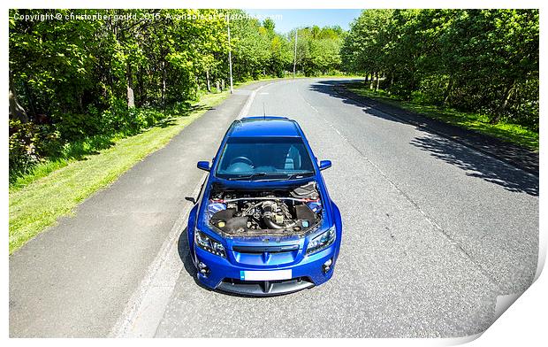  Blue Vauxhaull VXR8 Print by christopher gould