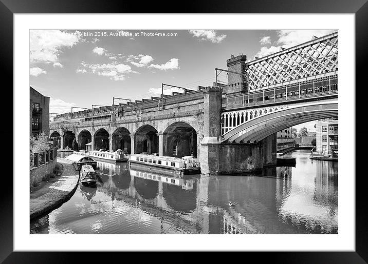 Castlefield Waterways of Manchester & Narrowboats Framed Mounted Print by Stuart Giblin