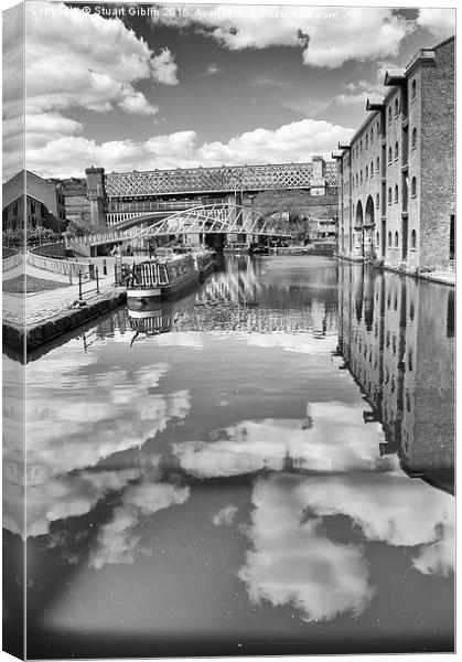 Castlefield Waterways of Manchester, Narrowboat &  Canvas Print by Stuart Giblin