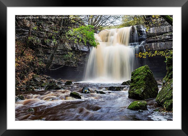 Summerhill Force and Gibson's Cave Teesdale Framed Mounted Print by David Forster