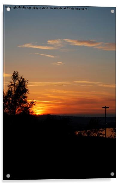  Sunset over the Tyne Acrylic by Michael Boyle