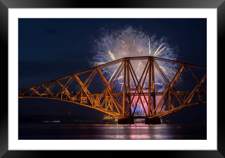  Forth Rail Bridge Fireworks Framed Mounted Print by Ian Potter