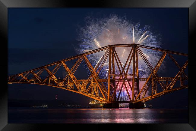  Forth Rail Bridge Fireworks Framed Print by Ian Potter