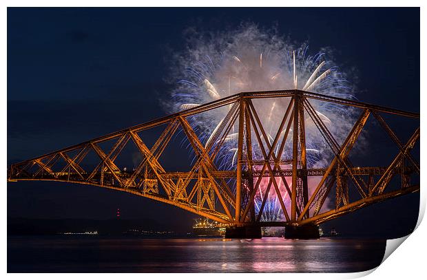  Forth Rail Bridge Fireworks Print by Ian Potter