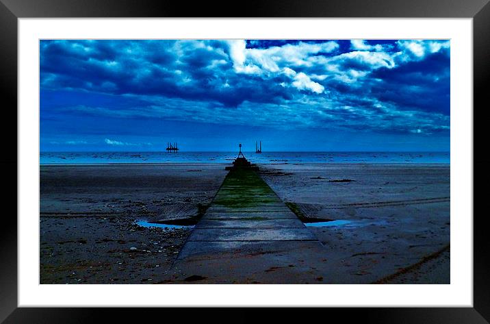  Moonlight on South Beach,Bridlington. Yorkshire. Framed Mounted Print by Michael Holliday