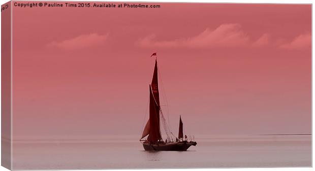 Red Sails at Sunset Canvas Print by Pauline Tims
