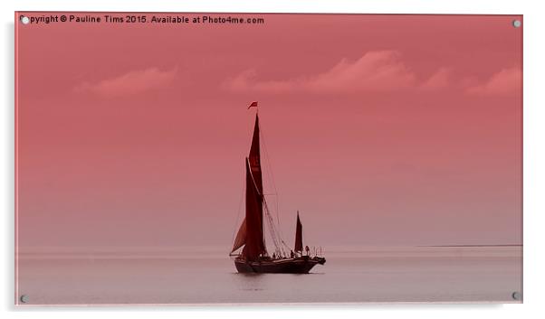 Red Sails at Sunset Acrylic by Pauline Tims