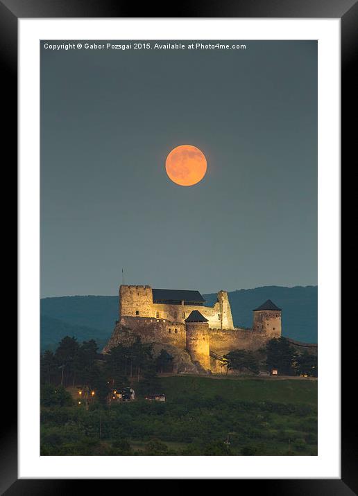 The castle of Boldogko at full moon Framed Mounted Print by Gabor Pozsgai