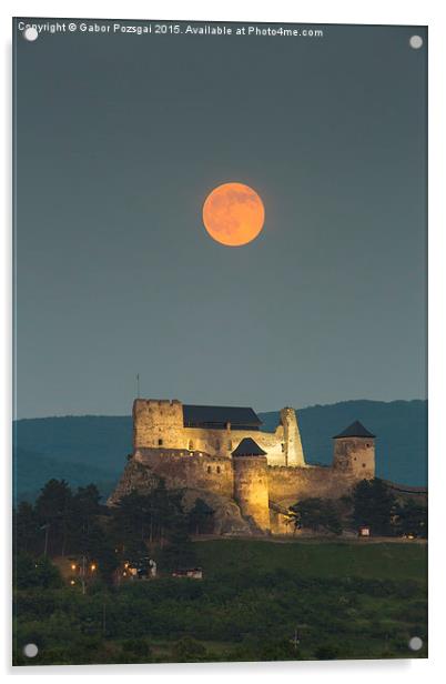 The castle of Boldogko at full moon Acrylic by Gabor Pozsgai