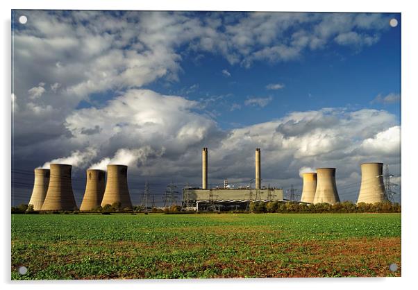 Stormy Skies over West Burton Power Stations Acrylic by Darren Galpin