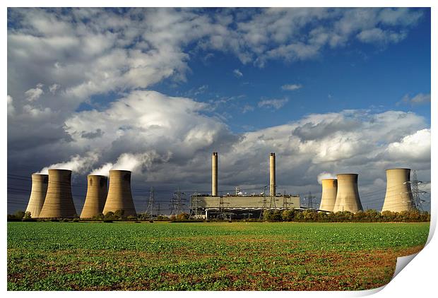 Stormy Skies over West Burton Power Stations Print by Darren Galpin