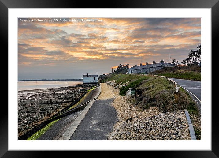 The boathouse and coastguard cottages at Lepe Framed Mounted Print by Sue Knight
