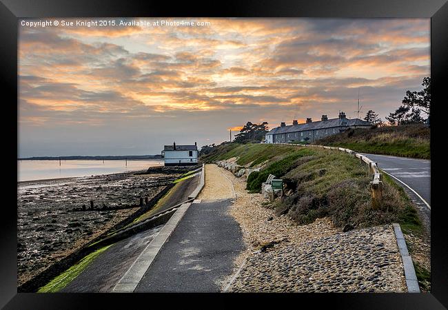 The boathouse and coastguard cottages at Lepe Framed Print by Sue Knight