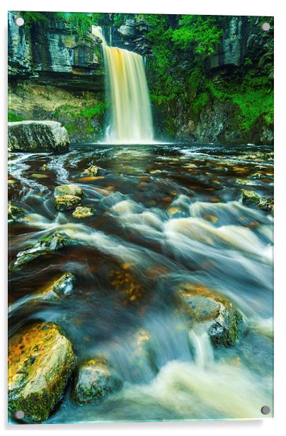 Thornton Force Waterfall, Ingleton, Yorkshire Dale Acrylic by David Ross