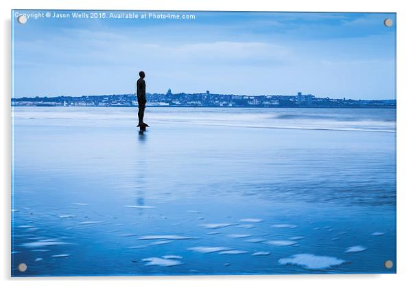 Iron Man in front of the Wirral Peninsula Acrylic by Jason Wells