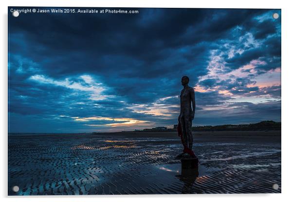 Colourful sky above the Iron Men at Crosby Acrylic by Jason Wells