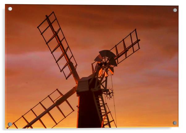 Windmill silhouette Acrylic by Valerie Anne Kelly