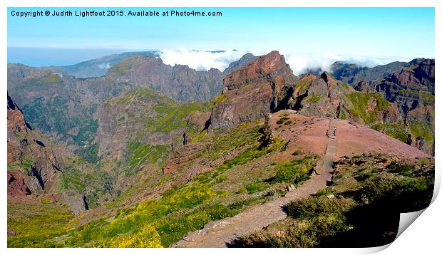 A QUIET STROLL IN THE MOUNTAINS OF MADEIRA  Print by Judith Lightfoot