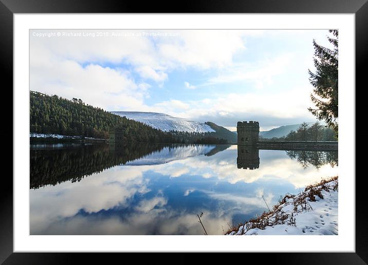 Winter Reflections at The Derwent Dam Framed Mounted Print by Richard Long