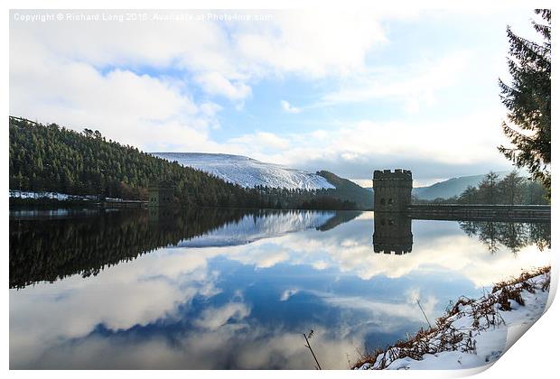 Winter Reflections at The Derwent Dam Print by Richard Long