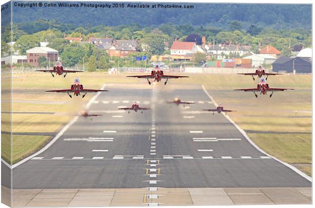 Red Arrows Take Off Farnborough 2015  Canvas Print by Colin Williams Photography