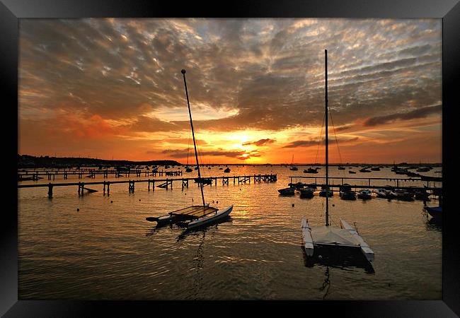  Twin sail sunset. Framed Print by paul cobb