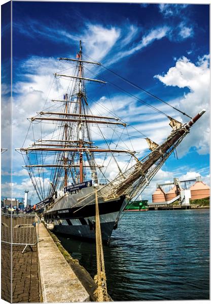 Tall Ship At Blyth Dock Northumberland Canvas Print by Tanya Hall