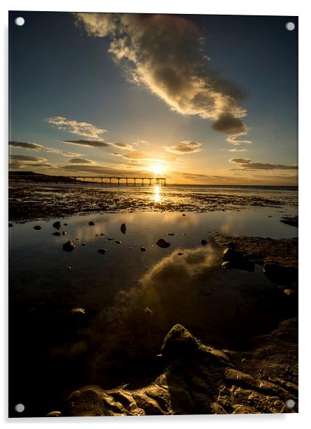 Saltburn Pier and Beach Acrylic by Dave Hudspeth Landscape Photography