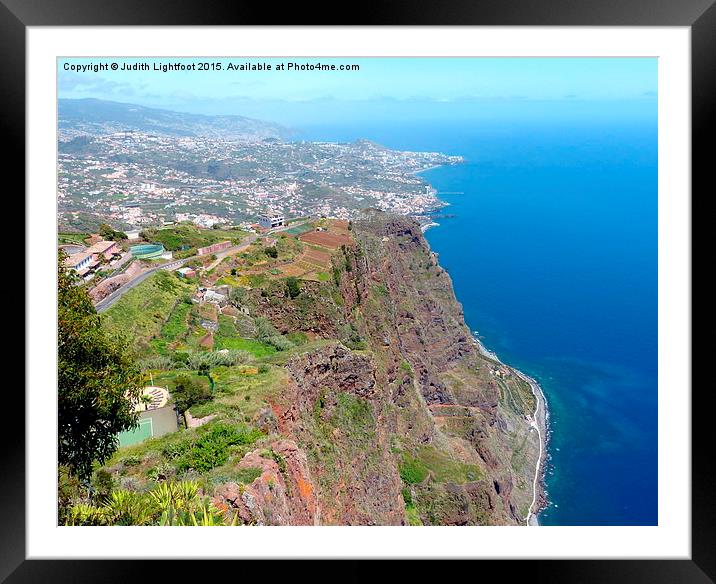 Overview of Funchal coastline from above  Framed Mounted Print by Judith Lightfoot
