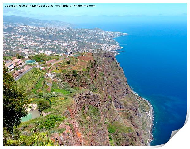 Overview of Funchal coastline from above  Print by Judith Lightfoot