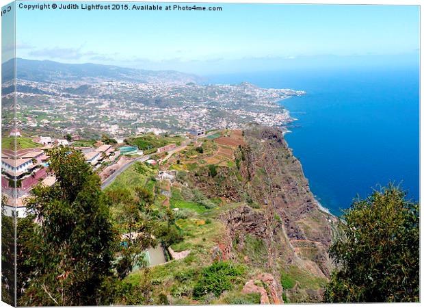 Overview of Funchal coastline from above x2 Canvas Print by Judith Lightfoot