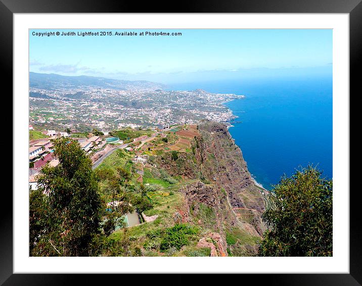 Overview of Funchal coastline from above x2 Framed Mounted Print by Judith Lightfoot