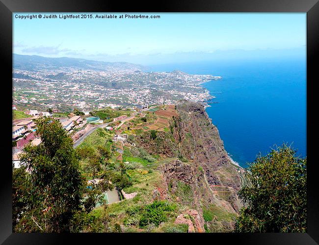 Overview of Funchal coastline from above x2 Framed Print by Judith Lightfoot