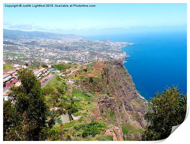 Overview of Funchal coastline from above x2 Print by Judith Lightfoot
