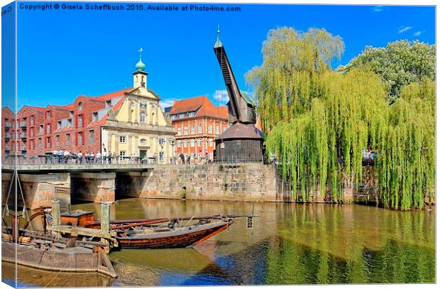  Old Port District of Lüneburg Canvas Print by Gisela Scheffbuch