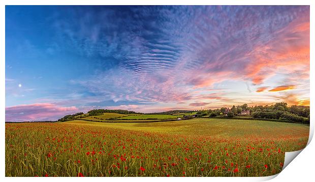 Dramatic Sunset on a Poppy Field in Kent Print by John Ly