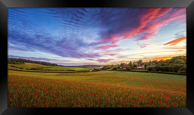  Sunset on Poppy Field in Kent Framed Print by John Ly