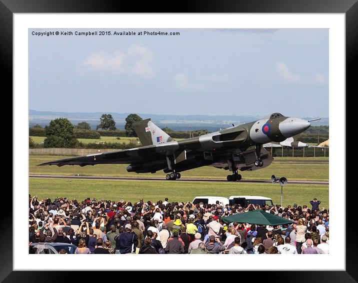  Vulcan XH558 flaring Framed Mounted Print by Keith Campbell