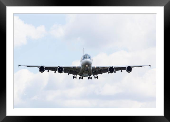 Qatar Airlines Airbus A380 Framed Mounted Print by David Pyatt