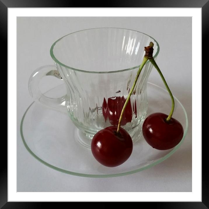  Cherries in a cup     Framed Mounted Print by Marinela Feier