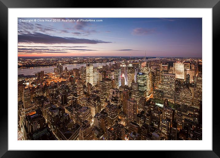  New York Skyline at Dusk Framed Mounted Print by Chris Heal