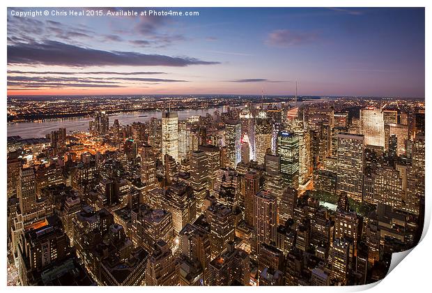  New York Skyline at Dusk Print by Chris Heal