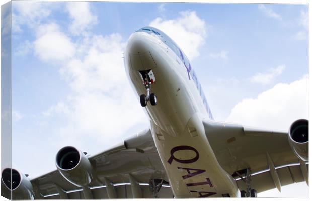 Qatar Airlines Airbus A380 Canvas Print by David Pyatt