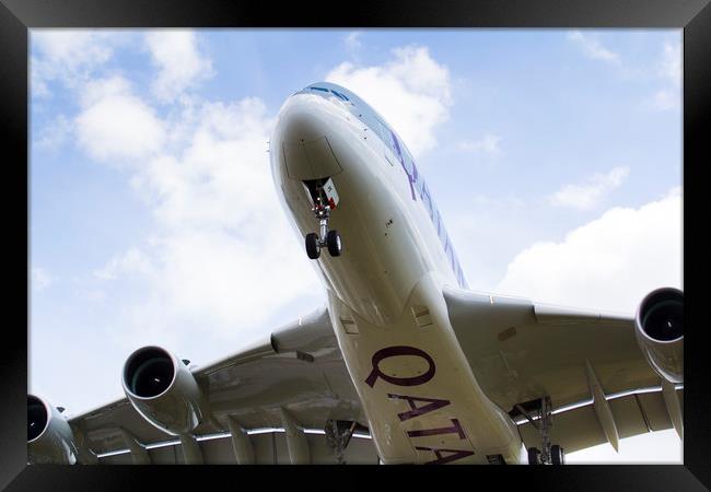 Qatar Airlines Airbus A380 Framed Print by David Pyatt