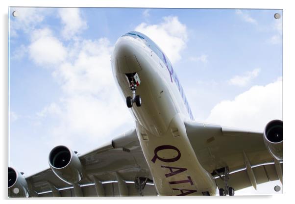 Qatar Airlines Airbus A380 Acrylic by David Pyatt