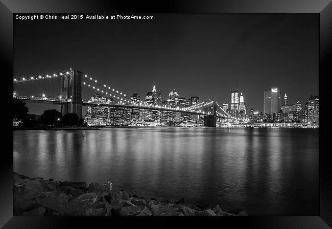  Brooklyn Bridge by Night Framed Print by Chris Heal