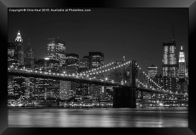  Brooklyn Bridge by Night Framed Print by Chris Heal
